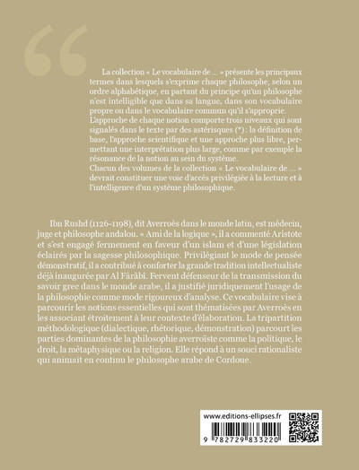 Vocabulaire d'Averroès (Le) (9782729833220-back-cover)