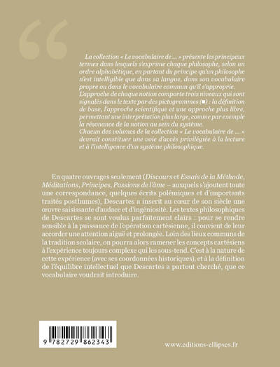 Le vocabulaire de Descartes - Nouvelle édition (9782729862343-back-cover)