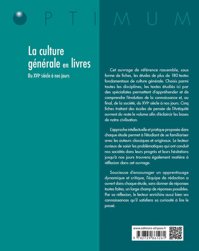 La culture générale en livres (XVIe siècle à nos jours) (9782729861261-back-cover)