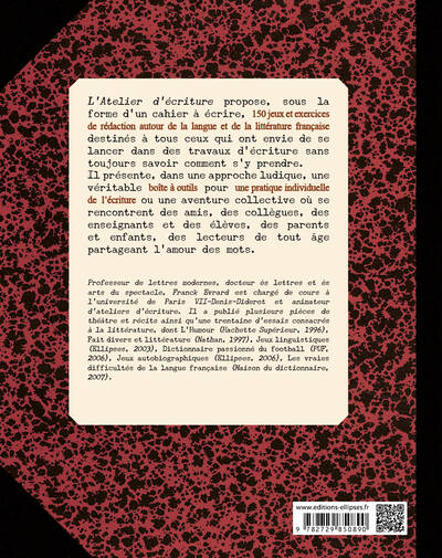 L'Atelier d'écriture. 150 jeux de lettres et exercices de rédaction (9782729850890-back-cover)