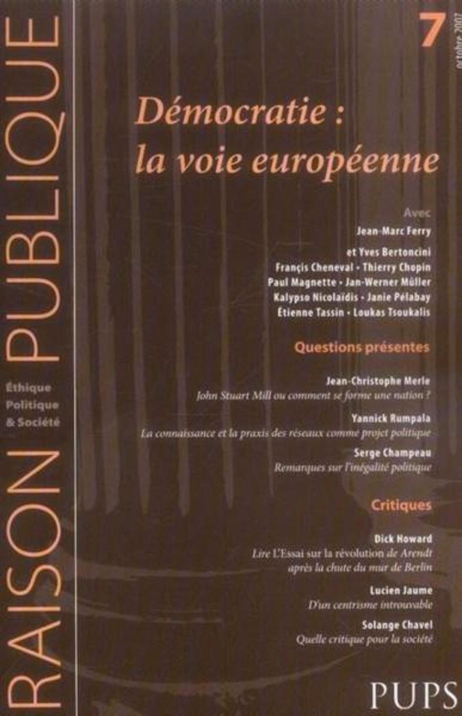 DEMOCRATIES LA VOIE EUROPEENNE. REVUE RAISON PUBLIQUE N7 (9782840505310-front-cover)