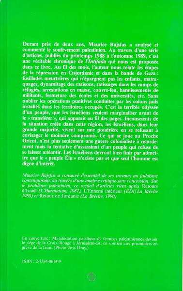 Palestine - Chronique des événements courants (1988-1989) (9782738406149-back-cover)