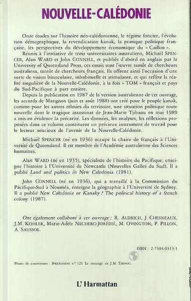 Nouvelle Calédonie, Essais sur le nationalisme et la dépendance (9782738403131-back-cover)