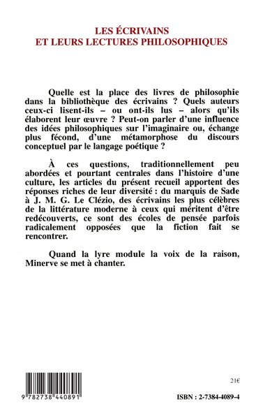 Les écrivains et leurs lectures philosophiques (9782738440891-back-cover)