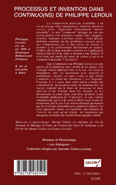 PROCESSUS ET INVENTION DANS CONTINUO(NS) DE PHILIPPE LEROUX (9782738482594-back-cover)