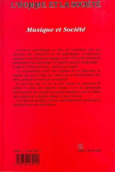 L'Homme et la Société, MUSIQUE ET SOCIÉTÉ (9782738460912-back-cover)