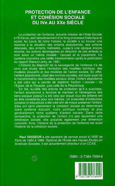 PROTECTION DE L'ENFANCE ET COHÉSION SOCIALE DU IVe AU XXe SIECLE (9782738476999-back-cover)