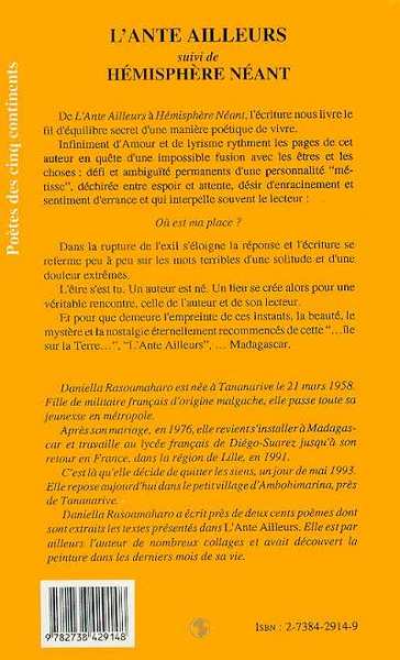 L'ante ailleurs suivi de Hémisphère néant (9782738429148-back-cover)