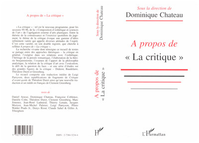 A propos de la "critique" (9782738432346-front-cover)