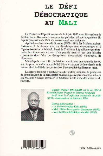 Le défi démocratique au Mali (9782738440501-back-cover)