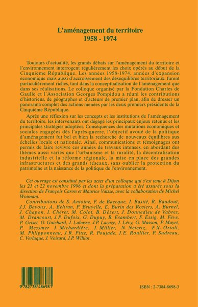 L'AMENAGEMENT DU TERRITOIRE 1958-1974 (9782738486981-back-cover)