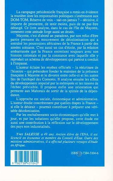 Mayotte, l'illusion de la France, Propositions pour une décolonisation (9782738431042-back-cover)