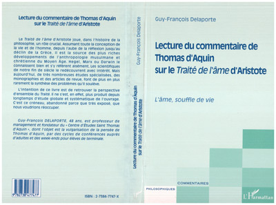 LECTURE DU COMMENTAIRE DE THOMAS D'AQUIN SUR LE TRAITÉ DE L'ÂME D'ARISTOTE, L'âme, souffle de vie (9782738477477-front-cover)