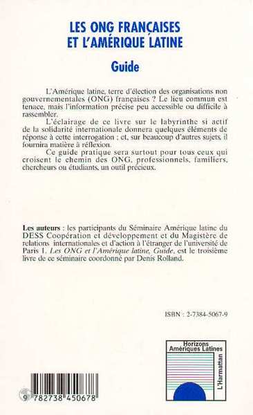 Les ONG françaises et l'Amérique Latine, Guide (9782738450678-back-cover)