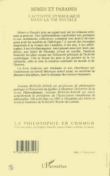 Mimes et parades, L'activité symbolique dans la vie sociale (9782738435446-back-cover)