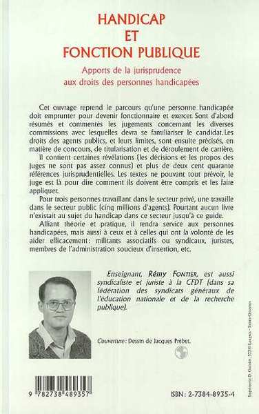 HANDICAP ET FONCTION PUBLIQUE, Apports de la jurisprudence aux droits des personnes handicapées (9782738489357-back-cover)