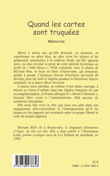 QUAND LES CARTES SONT TRUQUEES, Mémoires (9782738478658-back-cover)