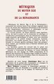 MÉTRIQUES DU MOYEN ÂGE ET DE LA RENAISSANCE (9782738477958-back-cover)