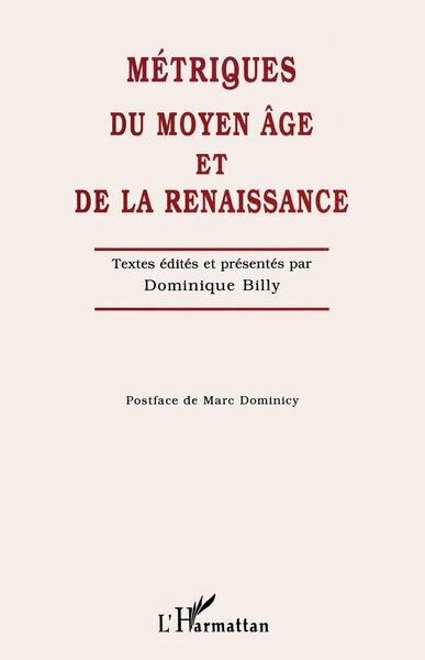 MÉTRIQUES DU MOYEN ÂGE ET DE LA RENAISSANCE (9782738477958-front-cover)