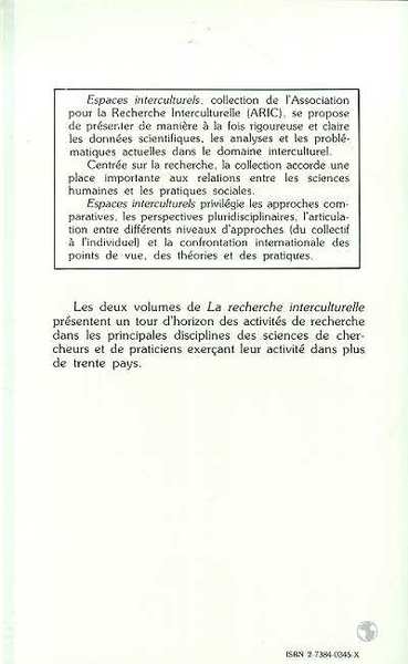 La recherche interculturelle, Tome 1 (9782738403452-back-cover)
