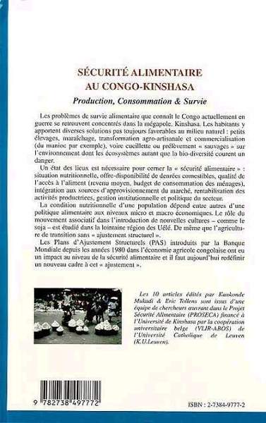 SÉCURITÉ ALIMENTAIRE AU CONGO-KINSHASA, Production, Consommation et Survie (9782738497772-back-cover)