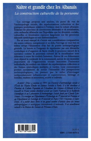 NAITRE ET GRANDIR CHEZ LES ALBANAIS, La construction culturelle de la personne (9782738488794-back-cover)