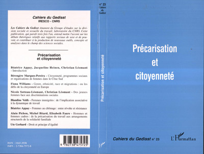 Cahiers du Genre, PRÉCARISATION ET CITOYENNETÉ (9782738475725-front-cover)