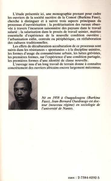 Formation de la classe ouvrière en Afrique Noire - L'exemple du Burkina Faso (9782738402929-back-cover)