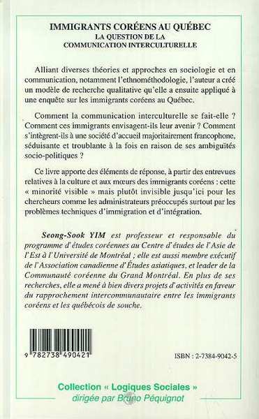 IMMIGRANTS COREENS AU QUEBEC (9782738490421-back-cover)