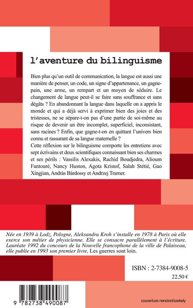 L'AVENTURE DU BILINGUISME (9782738490087-back-cover)