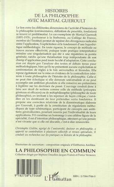 HISTOIRES DE LA PHILOSOPHIE AVEC MARTIAL GUEROULT (9782738475466-back-cover)