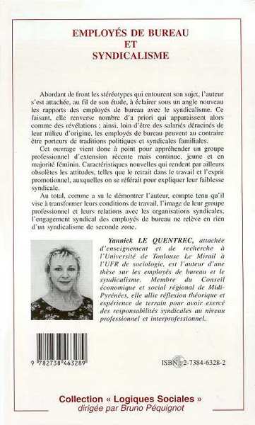 Employés de Bureau et Syndicalisme (9782738463289-back-cover)