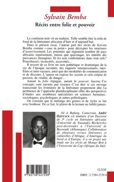 Sylvain Bemba, Récits entre folie et pouvoir (9782738427298-back-cover)