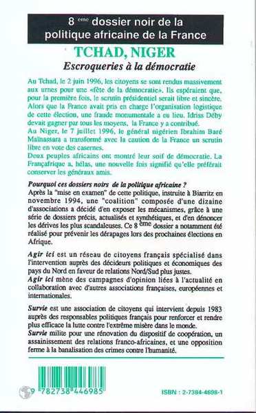 Dossiers Noirs, Tchad, Niger, escroqueries à la démocratie (9782738446985-back-cover)