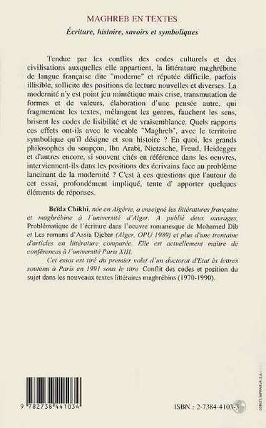 Maghreb en textes, Ecriture, histoire, savoirs et symbolisme (9782738441034-back-cover)