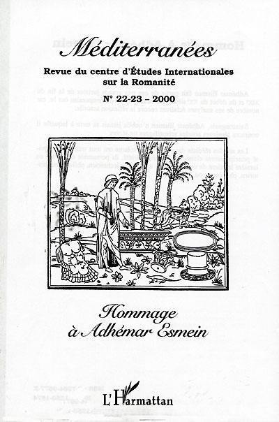 Méditerranées, HOMMAGE À ADHÉMAR ESMEIN (n°22-23) (9782738495778-front-cover)