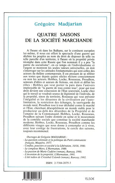 Quatre saisons de la société marchande (9782738420756-back-cover)