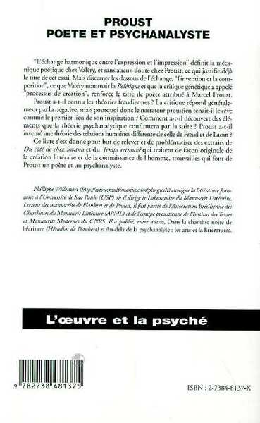 PROUST POÈTE ET PSYCHANALYSTE (9782738481375-back-cover)