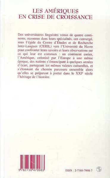 LES AMERIQUES EN CRISE DE CROISSANCE (9782738479983-back-cover)