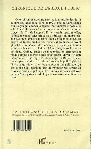 Chronique de l'espace public, Utopie et culture politique (1978-1993) (9782738428585-back-cover)