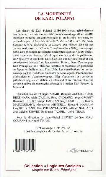 La Modernité de Karl Polanyi (9782738461711-back-cover)