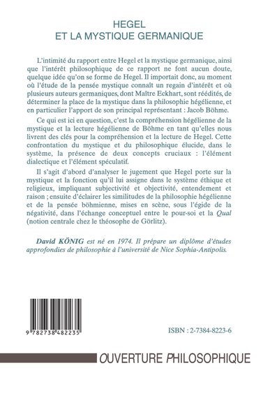 HEGEL ET LA MYSTIQUE GERMANIQUE (9782738482235-back-cover)