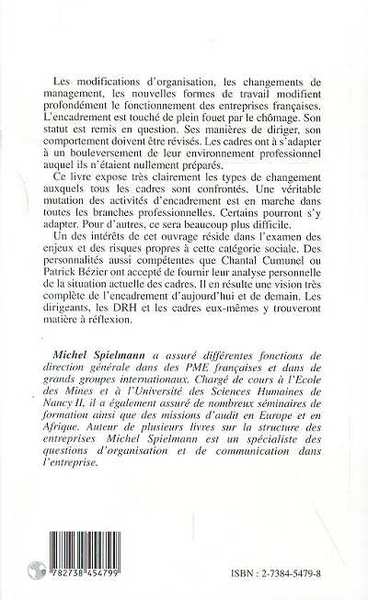 Quel avenir pour les cadres ?, L'encadrement dans l'entreprise de demain (9782738454799-back-cover)