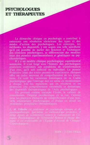 Psychologues et thérapeutes, Sciences et techniques cliniques en psychologie (9782738419040-back-cover)