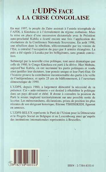 L'UDPS FACE A LA CRISE CONGOLAISE (9782738483553-back-cover)
