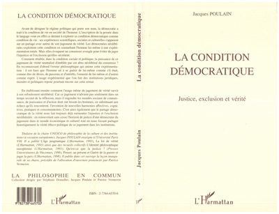 La Condition Démocratique, Justice, exclusion et vérité (9782738465702-front-cover)