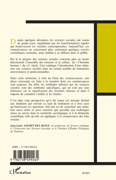 INITIATION AUX MÉTHODES DES SCIENCES SOCIALES (9782738499264-back-cover)