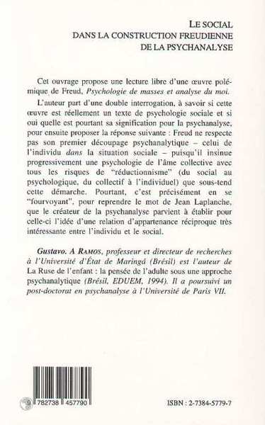 LE SOCIAL DANS LA CONSTRUCTION FREUDIENNE DE LA PSYCHANALYSE (9782738457790-back-cover)