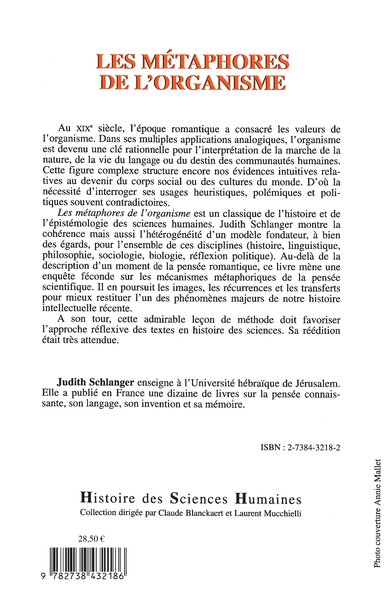 Les métaphores de l'organisme (9782738432186-back-cover)