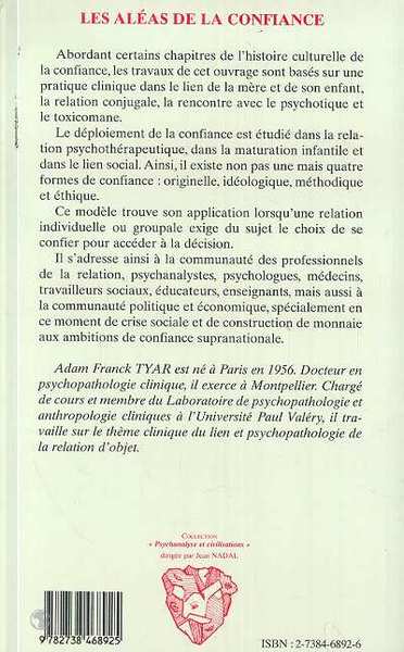 Les Aléas de la Confiance, Gouverner, éduquer, psychanalyser (9782738468925-back-cover)